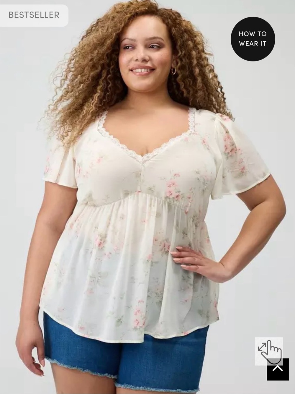 torrid Cream Floral Lace-Trim Top (NWOT) - Picture 8 of 8